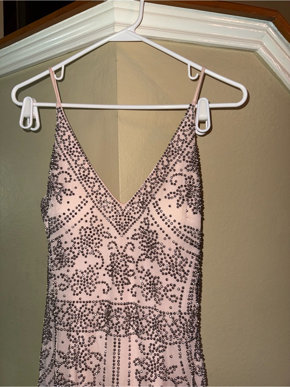 Xscape Blush Pink Beaded Mermaid Gown Formal Prom Evening Dress Size 8 - Picture 8 of 17